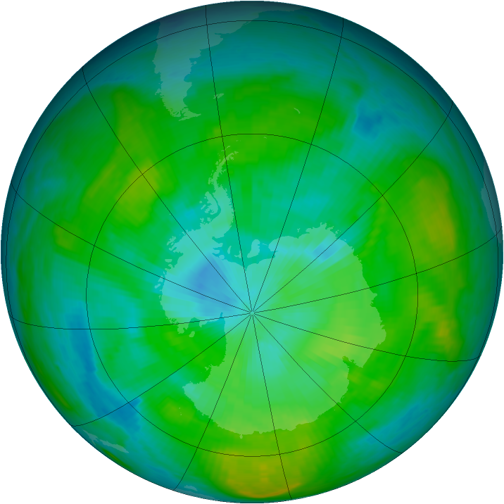 Antarctic ozone map for 14 February 1980